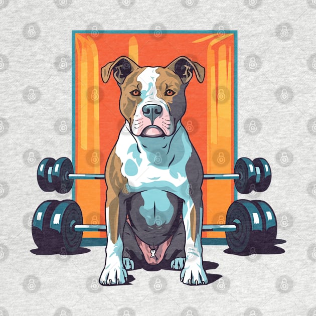 Muscle-bound Amstaff: Powerlifting Companion by Cute Dogs AI